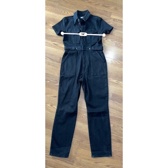 GOOD AMERICAN Women's Good Black Good Denim Jumpsuit size L - Picture 8 of 13